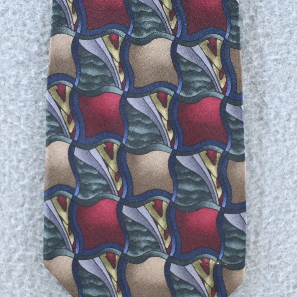 Martini Stonehenge Mens Cocktail Collection Silk Tie OS Multicolor Geometric 90s